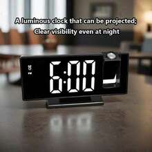 1pc Projector Alarm Clock, Bedroom Ceiling Large-Screen Projected Clock, Digital Clock With 180° Projection Function, 4 Brightness Levels, 12/24-Hour Alarm Projector With Temperature, Date, And Nap Timer - 彩色 - 查看 7