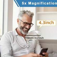 3-In-1 Adjustable Hands-Free 5X 5.12" Magnifier, Switchable Between Handheld, Neck Hanging And Desktop Modes, With Independent High-Magnification Lens, Suitable For Reading, Sewing And Cross-Stitch (Latest Upgraded Version) - Black - View 8