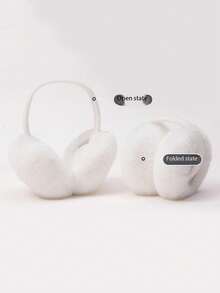 Women's Winter New Ear Muffs - White Fleece Warm Windproof Ear Covers With Warm Lining To Prevent Frostbite - Thin Rod-white - View 2