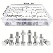Stainless Steel Hex Head Bolt And Nut Set, 520pcs - Includes M3/M4/M5/M6 Full Thread Machine Screws With Flat Washers Kit, Heavy-Duty