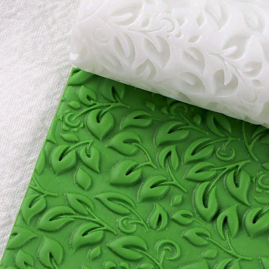 1pc Leaf Pattern Polymer Clay Texture Rolling Pin, Polymer Clay Earring Making Rolling Pin - Ideal For Creating Polymer Clay Texture Boards - White - View 1