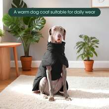 1 pieza Chaqueta de invierno para perro, abrigo cálido para perro, chaqueta impermeable adecuada para perros pequeños/medianos/grandes en clima frío, ropa exterior reflectante para mascotas, chaleco de plumón con cuello alto y orificio para correa - Negro - Ver 8