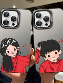 Valentine's Day 1 Pair Elegant Silver Tone Couple Phone Cases Compatible With IPhone 15 Pro Max, 17 Air, 16, 11, 13 Pro, 15 Pro, 15, 13 Pro Max, Shockproof Material Compatible With IPhone 14, 13, 12 - Multicolor - View 5