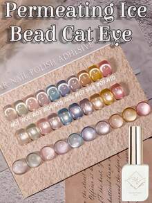 12毫升透明粉蓝色红色金色玻璃珠猫眼凝胶指甲油，具有美白功效，用途广泛，适用于美甲沙龙、家庭DIY、新年美甲。 - 彩色 - 查看 3