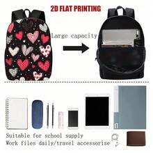 One Piece/Single Piece/Single - Valentine's Day Heart-Shaped Backpack, Suitable For Travel And Daily Use - Lightweight School Bag With Adjustable Shoulder Straps And Zipper Closure, Cute Heart-Shaped Print, Suitable For Teenagers - Mix - View 5