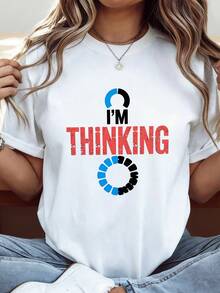 100% Cotton I'm Thinking Funny Positive Thinking O-3 - White 4 - View 1