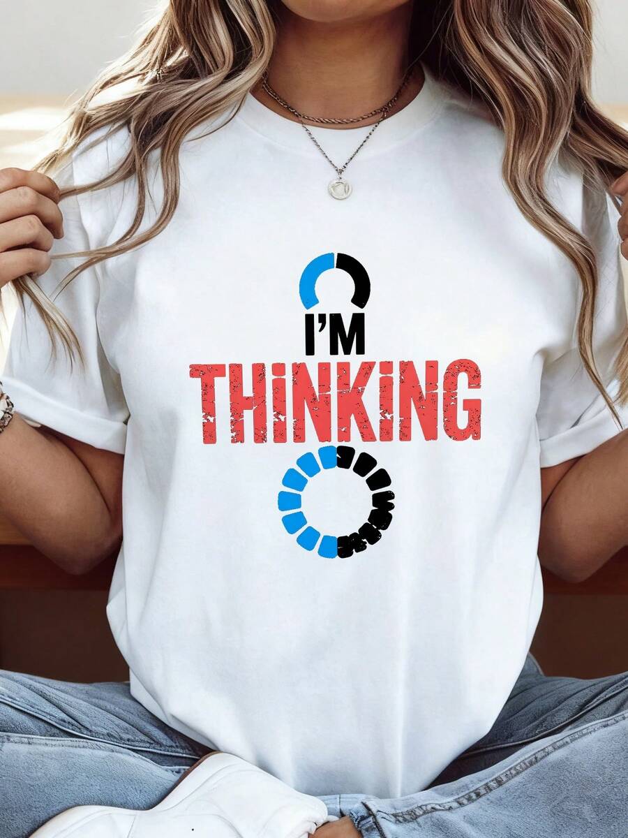 100% Cotton I'm Thinking Funny Positive Thinking O-3 - White 4 - View 1