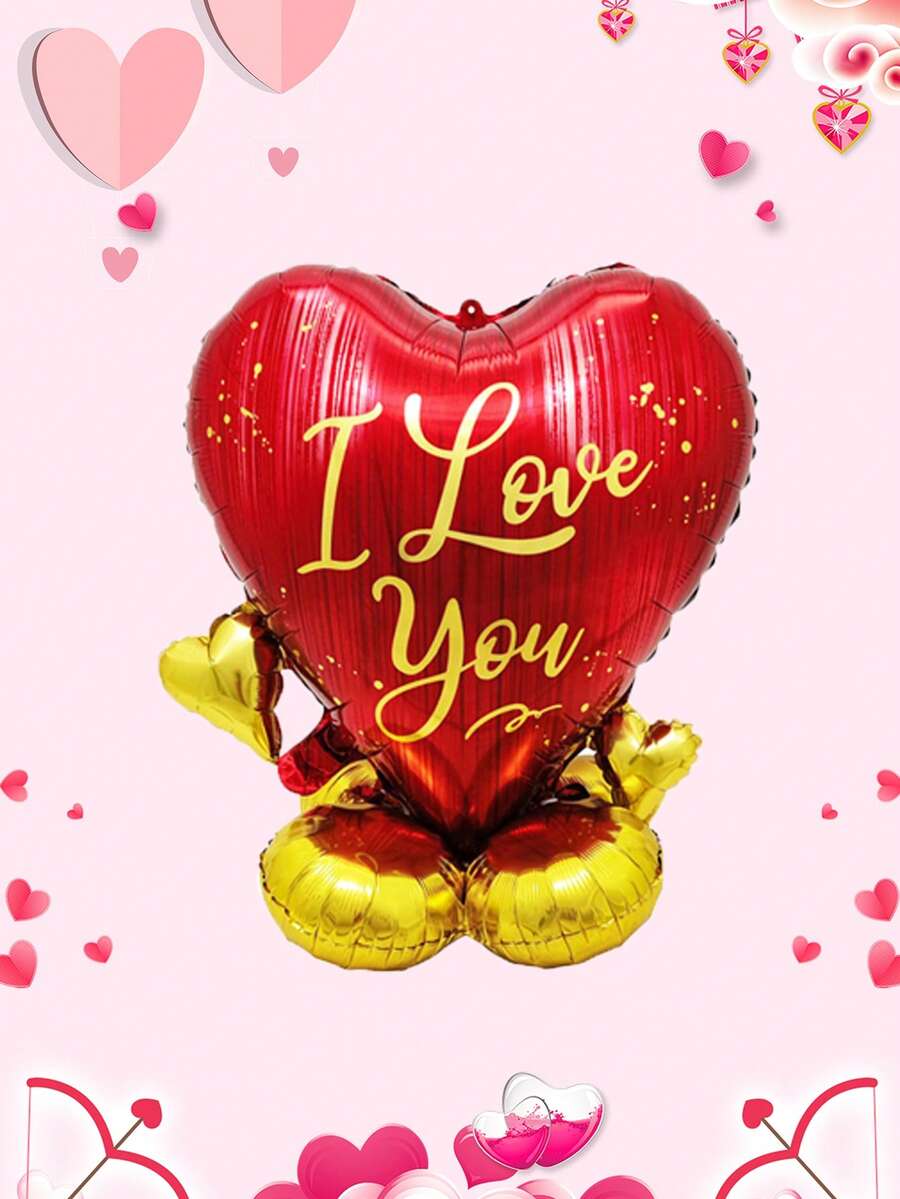 1 Stück Valentinstag Ständer Podest "Ich liebe dich" Herz Folienballons Hochzeitsdekoration Valentinstag Dekoration Valentinstag Geschenke - Rot - Übersicht 1