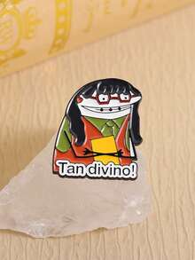 QIHOO 1個 'Tan Divino!' 趣味卡通琺瑯胸針，有趣角色徽章配件，給朋友的珠寶禮物，女用胸針安全別針包包手提包 - 彩色 - 查看 10