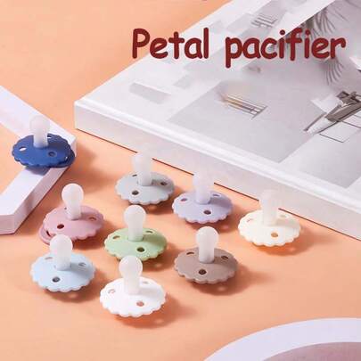 1pc Petal Silicone Pacifier, Soft Transparent Macaron Pacifier For Newborn Baby 0-6 Months, 6-24 Months, Anti-Colic, Realistic Breastfeeding Feel