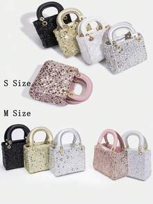 1pc Girls' Fashion Sequin Elegant Handbag, High-End Shoulder Crossbody Bag With Adjustable Strap, Matching Mother-Daughter Bag, Clutch, Evening Bag, Wallet, Coin Purse, Suitable For Daily, Party, Travel, Ideal Gift - Sequined Handbag - View 1