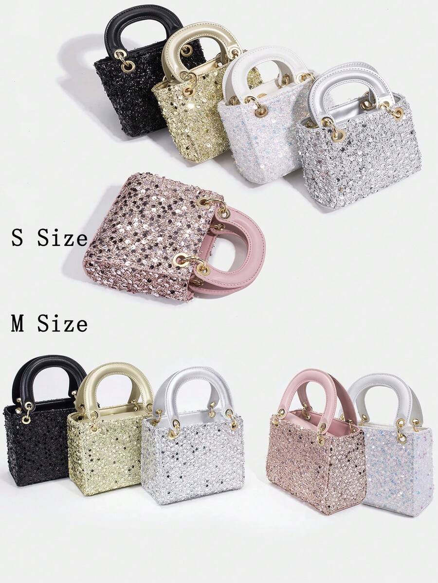 1pc Girls' Fashion Sequin Elegant Handbag, High-End Shoulder Crossbody Bag With Adjustable Strap, Matching Mother-Daughter Bag, Clutch, Evening Bag, Wallet, Coin Purse, Suitable For Daily, Party, Travel, Ideal Gift - Sequined Handbag - View 1