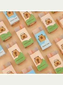 可爱卡通动物橡皮擦 | 水豚特别款橡皮擦（全身三明治式可切片设计） | 趣味返校小礼物，升级材质 | 适用于办公及学习用品，学生奖励 | 送给朋友、家人和同学的完美节日礼物 | 新年及返校季的理想之选