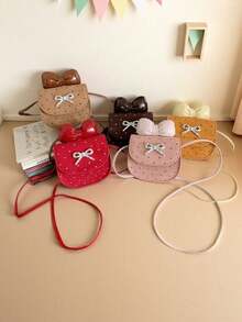 1pc Girls Polka Dot Bow PU Magnetic Closure Cute Mini Crossbody Bag, Suitable For Daily Use All Seasons