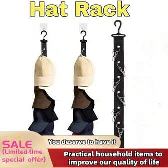 Soporte de pared con 8 clips para gorras de béisbol, organizador de gorras con clips, estante fuerte para almacenamiento de gorras