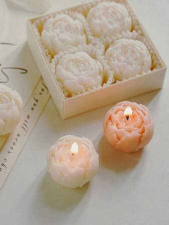 4pcs Rose Scented Candle Gift Set, Handmade Soy Wax Romantic Floral Candles, Smokeless Mini Candles, Suitable For Bedroom, Living Room, Tabletop Decor, Birthday & Party Gifts, Wedding Decoration, Valentine's Day Gifts, Room Decor, Candle, Candles, Gifts, Scented Candles, Home Decoration