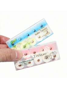 10 rollos/set Rollos de papel higiénico en miniatura, modelo de papel higiénico, mini casa, accesorios de baño - multicolor al azar - Ver 2