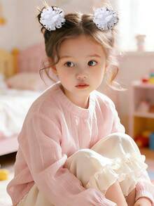 2入組女孩花朵裝飾可愛鴨嘴夾適用於頭髮裝飾用品