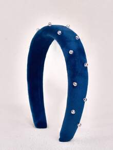 Această bentiță la modă, cu model înalt, este împodobită cu cristale strălucitoare. O bentiță elegantă și delicată, acest accesoriu de păr elegant și dulce, de culoare albastru marin, este potrivit pentru evenimente școlare, petreceri, dansuri și ținute de zi cu zi. ,Benghie de păr,Diademă,Accesorii pentru cap cu cercei.