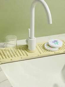 1 pieza Almohadilla de silicona para grifo, a prueba de salpicaduras y recortable con bordes estrechos, ideal para fregadero de cocina y lavabo - Multicolor - Ver 6