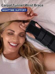 Carpal Tunnel Syndrome Wrist Brace (Left Or Right Hand) - Arm Compression Hand Support Brace - Adjustable Night Wrist Support Brace For Men And Women - Black - View 3