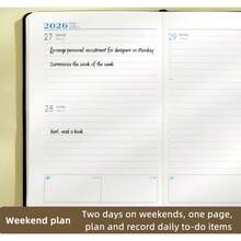 1pc Fresh Light Black 2026 Daily Planner - Vertical Texture Strap Design Daily Agenda - Daily & Monthly & Weekly Notebook, Hardcover+Ultra Thick Paper, 400 Pages, (Jan-Dec 2026) Calendar Planner For School Office Schedule - Valentine's Day Gift - màu đen - Xem 5