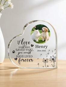 Personalized Pet Memorial Acrylic Heart-Shaped Plaque, 22 Styles Available - Curved Heart-Shaped Pet Memorial, Commemorate Beloved Dogs Or Cats, Customizable Desktop Decor, Memorialize Cherished Pets - Ideal For Pet Lovers - Pet Memorial Gift, Christmas Pet Decor, Pet Lover Gift, Customized Christmas Decoration, Christmas Gift, Personalized Gift - Multicolor - View 35