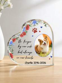 Personalized Pet Memorial Acrylic Heart-Shaped Plaque, 22 Styles Available - Curved Heart-Shaped Pet Memorial, Commemorate Beloved Dogs Or Cats, Customizable Desktop Decor, Memorialize Cherished Pets - Ideal For Pet Lovers - Pet Memorial Gift, Christmas Pet Decor, Pet Lover Gift, Customized Christmas Decoration, Christmas Gift, Personalized Gift - Multicolor - View 24