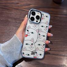 Funda para iPhone 13, compatible con iPhone 17, 16E, 15, 14, 12, 11 Pro Max,  Galaxy A04, A16, S20, S21, S22, S23, S24, serie  Redmi,  G05, G22,  Pixel 7/8/9. Serie Honor X. Funda para móvil con un estampado de gatos moderno y adorable. Cuenta con un marco metálico plateado para la cámara y una cubierta trasera transparente y suave al tacto. Ideal como regalo para San Valentín, un cumpleaños o el Día de San Patricio. - transparente - Ver 4