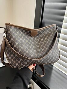 复古时尚别致小众设计秋冬新款单肩斜挎花卉大容量通勤手提包 - 棕色 - 查看 2