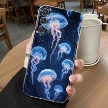 Funda de Teléfono de Sueño de Cielo Estrellado de Medusas Fluorescentes Compatible con Samsung Galaxy A02 A03S A04 A05S A06 A13 A14 A15 A16 5G A21S A22 A23 A24 A25 A26 A32 A34 A35 A36 A50 A52 A53 A54 A55 A56 A73 S21 Ultra S22 Plus S23+ S24 FE S25 Funda Protectora Transparente Duradera y Antigolpes de TPU de Personalidad Creativa - Multicolor - Ver 2