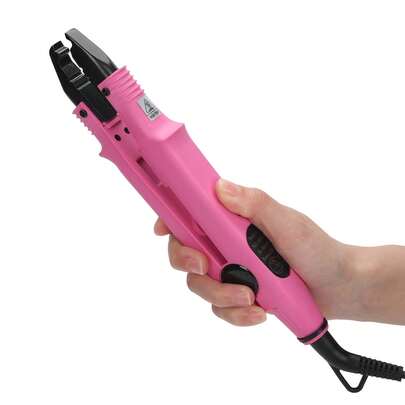 Plancha Profesional para Extensiones de Cabello, Herramienta de Estilo Doméstica Rosa con Calentamiento Uniforme PTFE, Modo de Temperatura Constante 210℃ y Cable Giratorio de 2.5M