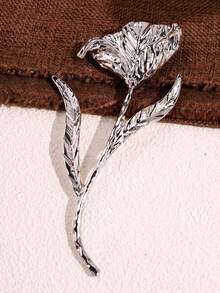 1 pièce Broche florale asymétrique dorée exagérée, broche métallique épaisse et grande minimaliste élégante vintage pour femmes, broche métallique romantique en forme de lys, accessoire de mode pour robe et manteau, ceinturant la taille - Multicolore - Voir 8