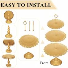 Set Of 9 Cake Stands Metal Cupcake Stand Set Multiple Styles Candy Fruit Display Tower Dessert Plate Cake Serving Tray For Birthday Party Wedding Anniversary Engagement (Gold) - Vàng - Xem 8