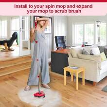 Scrub Brush With Refill Base, Spin Mop Head Scrubber Replacement Compatible With O Cedar EasyWring 1-Tank System, Hard Bristles Floor Scrubber, Tub &Amp; Tile Cleaning Brush For Bathroom, Kitchen, Patio - MàuB - Xem 3