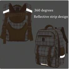 Large Travel Backpack, Business Laptop Backpack, Suitable For High School Students, Travel, School, Commute And Computer Use. New Fashion Large Capacity High-End Korean Style Casual Simple Lightweight Versatile Canvas Plaid Adjustable Shoulder Strap Shoulder Bag Handbag Tote Bag Backpack For Travel, Shopping, Dating Holiday , Vintage - Multicolor - View 9