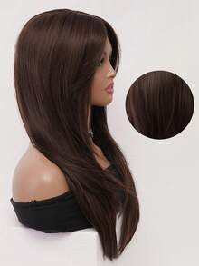 Tóc giả dài thẳng màu nâu mocha thanh lịch, rẽ ngôi giữa, dài 26 inch, dành cho nữ, trông tự nhiên, mềm mại, thoáng khí, làm từ sợi tổng hợp chịu nhiệt. Lý tưởng cho người mới bắt đầu tạo kiểu tóc thời trang hàng ngày. Hoàn hảo cho các buổi hẹn hò, chụp ảnh, cosplay, tiệc tùng sang trọng, lễ hội âm nhạc, tụ họp. - màu nâu - Xem 5