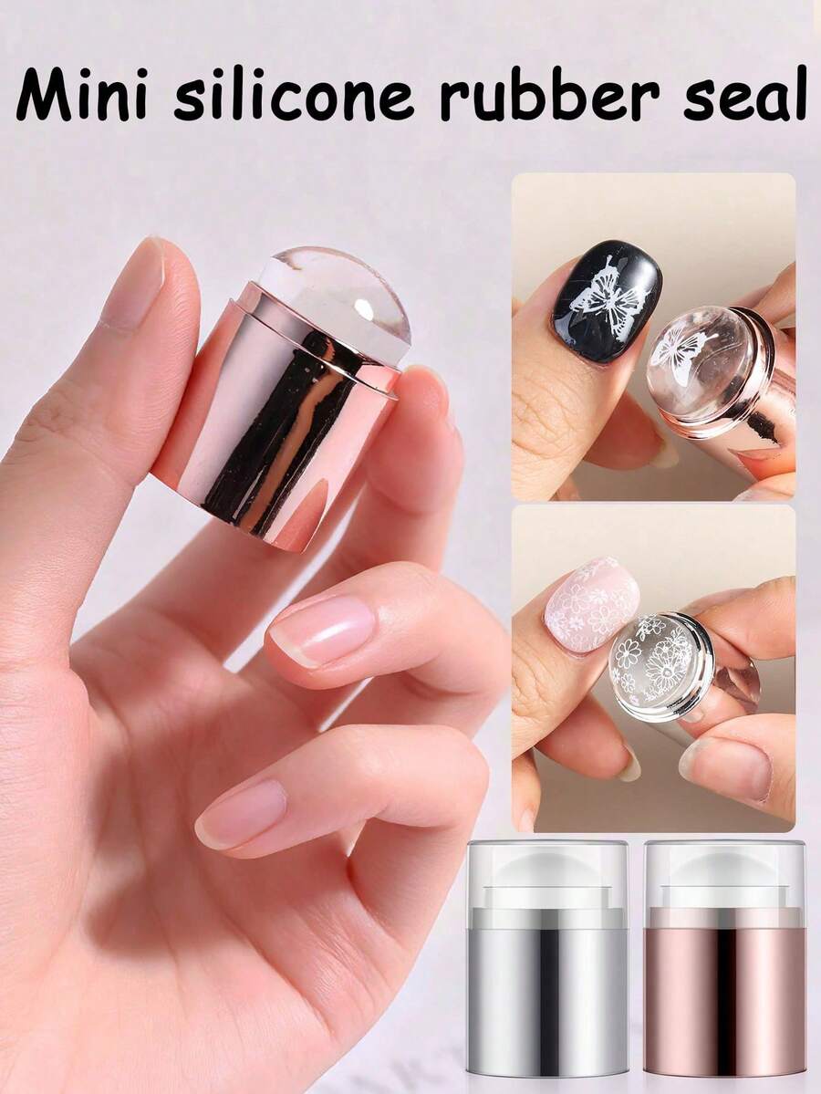 2/1pc Mini Silicone Nail Art Stamping Plate, Reusable Nail Stamping Plate, New High Transparency Stamping Plate, Multi-Functional Stamping Tool, Flexible Metal Aluminum Tube Stamping Tool, Nail Art Accessory, Nail Stamping Plate