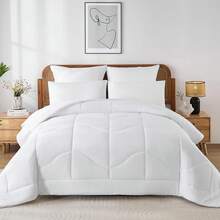 Bettdecke 135x200 155x220 200x200-100% 300 GSM Bauwolle Bettdecke Ganzjahresdecke Steppdecke Pflegeleicht & Atmungsaktiv Schlafdecke mit Kissenbezug 80x80 cm, Weiß - Weiß - Übersicht 10