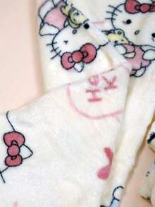 Sanrio Flannel Sleepwear Hello Kitty Women's Casual Home Pants, Apricot Cartoon Print, Autumn Fashion Gift Home Sleepwear - Apricot - View 6