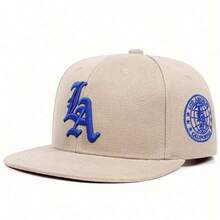 Twostyles Unisex Baseball Cap - Breathable Embroidered 'LA' Design, Adjustable Snapback, Black Retro Style, Suitable For Outdoor Sports And Casual Wear, Sun Hat, Adjustable Helmet - 卡其色 - 查看 6