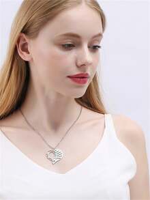 1pc 18K Gold Plated Customizable Name Heart Necklace, Personalized Necklace, Heart Necklace, Personalized Gift - Multicolor - View 8