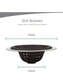 EstiloTendencia2 Coladores De Fregadero, Cestas Flexibles De Silicona Y Acero Inoxidable Para Fregadero De Cocina, Borde Ancho Grande De 4.5 Pulgadas De DiáMetro, Sin óXido, Evita Que Los Residuos De Alimentos Se Obstruyan (Negro)Calidad PremiumVersióN Mejorada - Negro - Ver 8