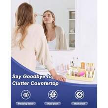 Bathroom Counter Organizer And Storage 7 Slots Detachable Toothbrush Holders For Bathrooms Anti-Slip Electric Toothbrush And Toothpaste Holder Countertop Vanity Organizer Accories For Adults - Vàng sữa - Xem 3