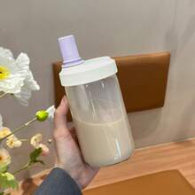 1pc 500ml Water Bottle With Straw, Plastic Cup With Lid And Straw For Juice, Milk, Bubble Tea, Coffee, Large Capacity Drinking Cup - Multicolor - View 11