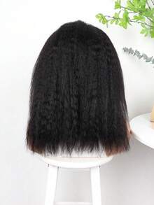 【短发假发】蓬松直发波波头真人发假发，女士假发，预先拔毛，预先修剪婴儿发，13x4透明蕾丝前额，200%密度，真人发假发，蕾丝前额真人发假发，美丽的Yaki直发纹理，女士短款波波头真人发假发，易于佩戴，自然外观，适合生日派对、度假，新手也能轻松上手。 - SNatural - 查看 11