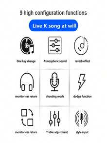 USB Powered 500mAh Rechargeable ABS Black Sound Card Audio Interface With Voice Changer Function, Suitable For PC Recording, Singing, Live Streaming And Gaming, Includes Microphone And Headphone Jacks