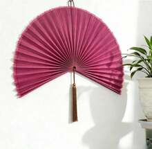 ChumDecor Fan Wall Decor,Large Bamboo Fan Wall Art For Boho Hanging Headboard,Decorative Folding Fan For Over Bed Decorations, (Pink, 31inch) - ColorF - 查看 2