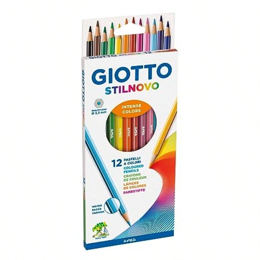 Giotto 3.3 Mm Water Color Pencil Set 256500 Pack Of 12 - 黑藍棕綠粉紫 - 查看 1
