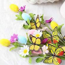 3pcs Easter Egg & Butterfly Artificial Flower Bouquet, Spring Fake Floral Arrangement, Faux Flower Stems For Vase, Tabletop, Wreath Decor